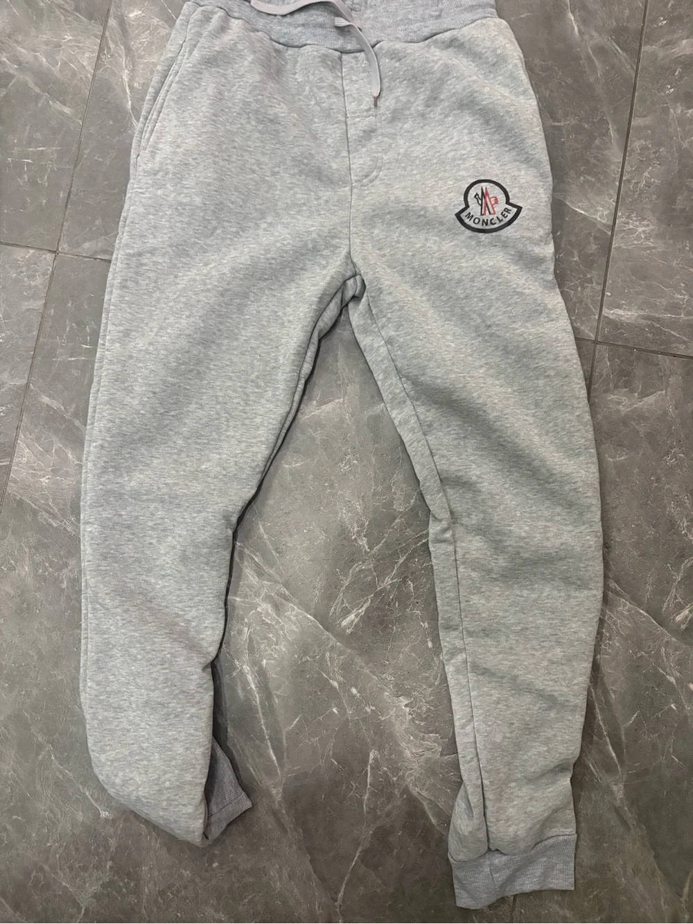 Moncler Light Gray Men's Sweatpants with Logo Patch